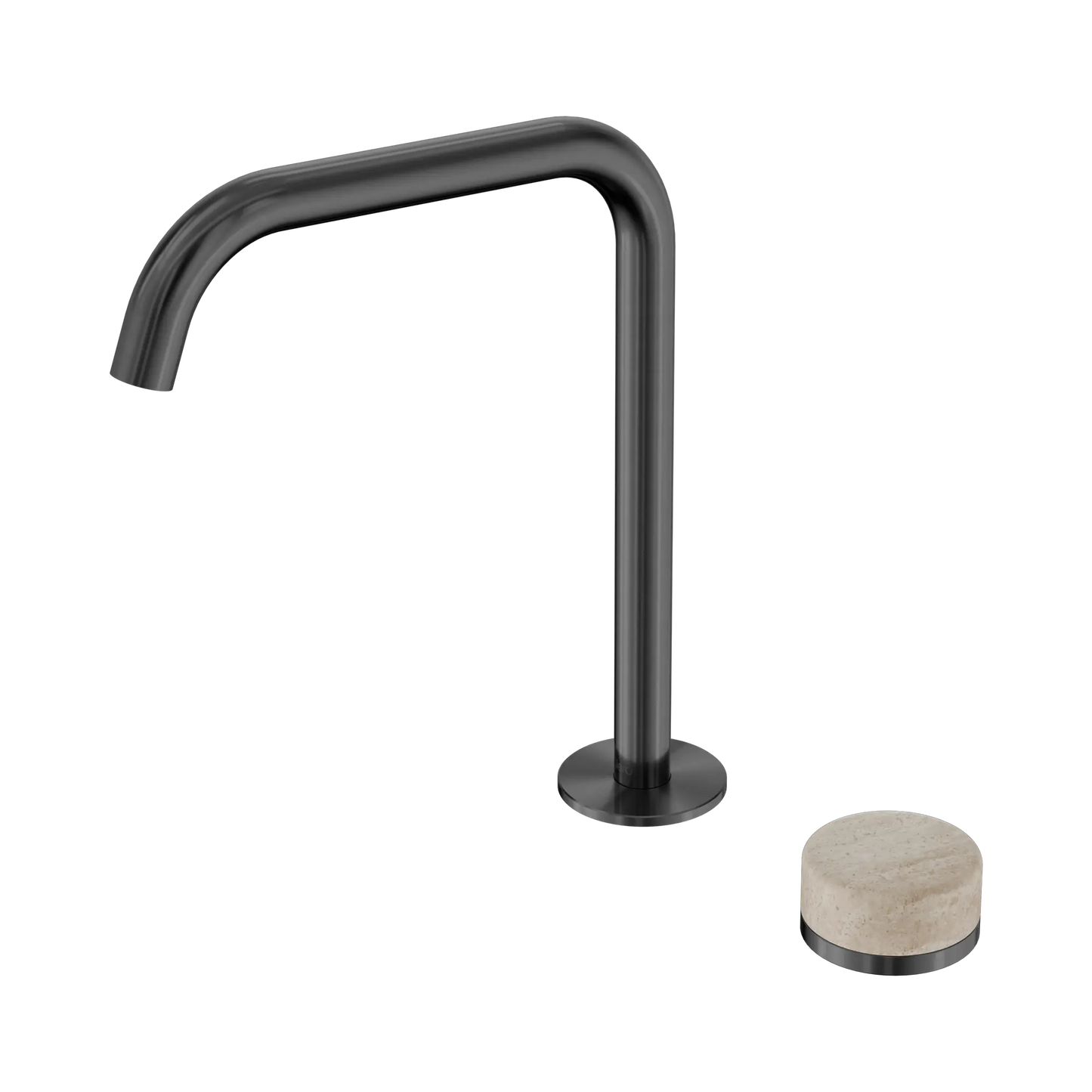 Serenity Progressive Bath/Kitchen Mixer Edge Spout With Rome Travertine Handle Gun Metal