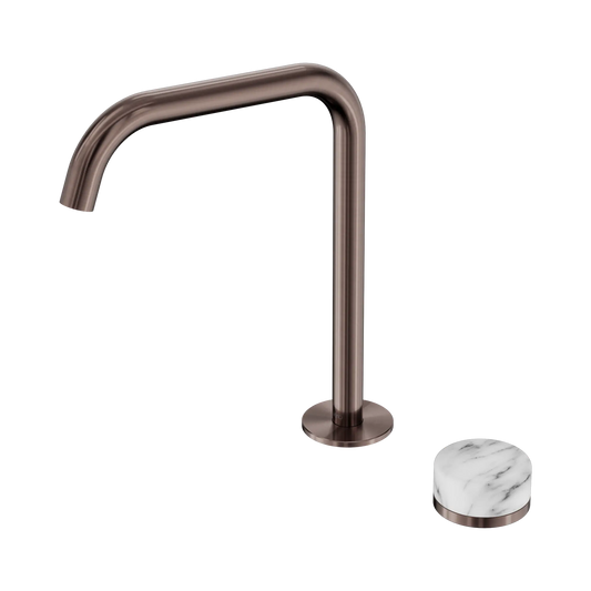 Serenity Progressive Bath/Kitchen Mixer Edge Spout With Arabescato Corchia Handle Brushed Bronze
