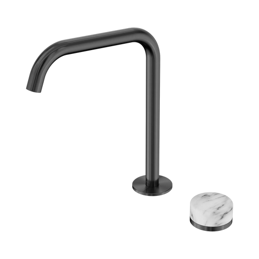 Serenity Progressive Bath/Kitchen Mixer Edge Spout With Arabescato Corchia Handle Gun Metal