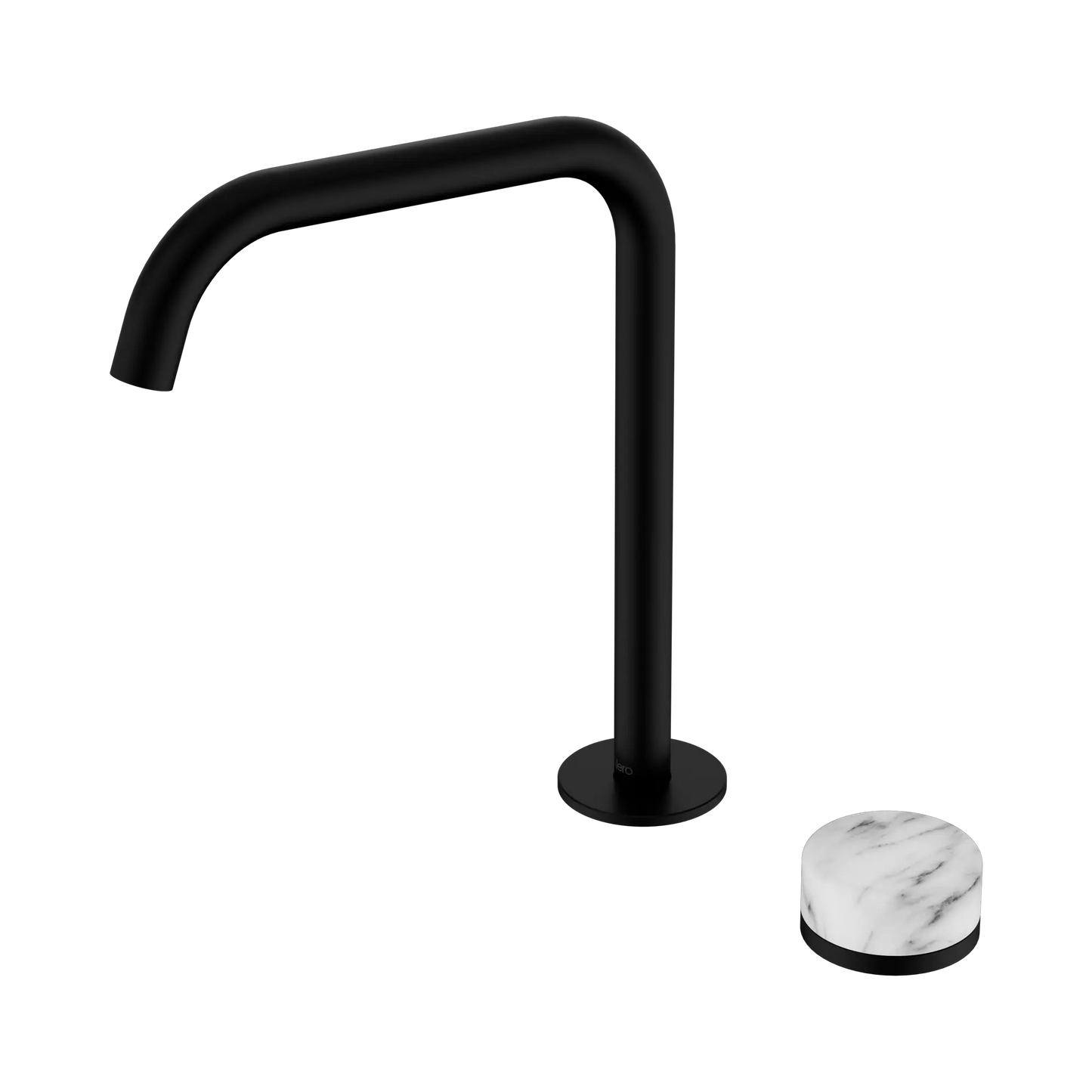 Serenity Progressive Bath/Kitchen Mixer Edge Spout With Arabescato Corchia Handle Matte Black