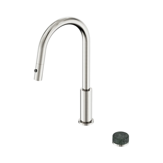 Nero Serenity Progressive Pull Out kitchen Mixer Set With Verde Alpi Handle Brushed Nickel