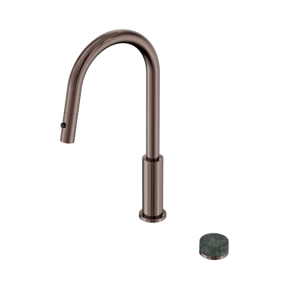Nero Serenity Progressive Pull Out kitchen Mixer Set With Verde Alpi Handle Brushed Bronze