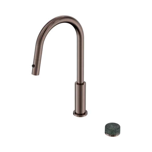 Nero Serenity Progressive Pull Out kitchen Mixer Set With Verde Alpi Handle Brushed Bronze