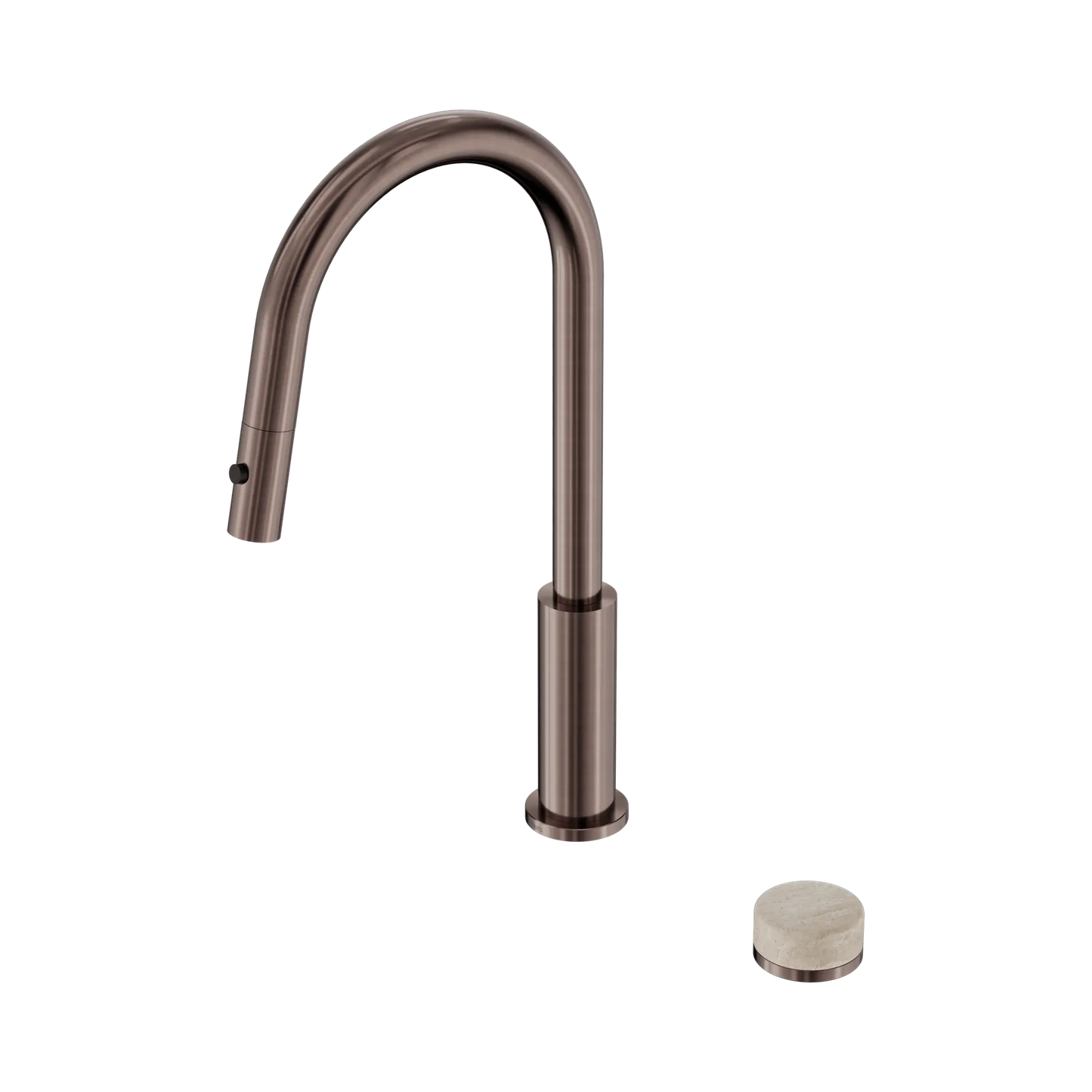 Nero Serenity Progressive Pull Out kitchen Mixer Set With Rome Travertine Handle Brushed Bronze