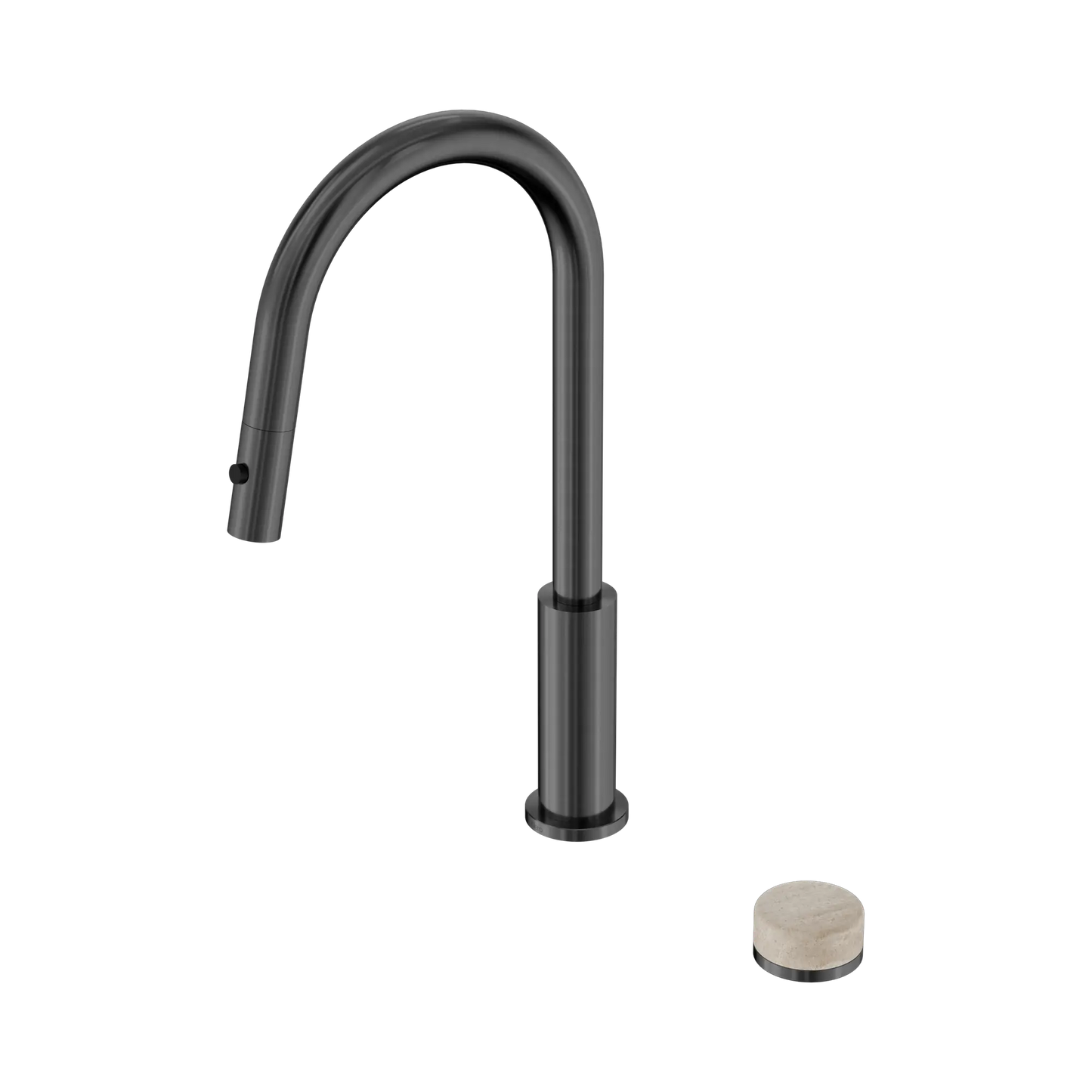 Nero Serenity Progressive Pull Out kitchen Mixer Set With Rome Travertine Handle Gun Metal