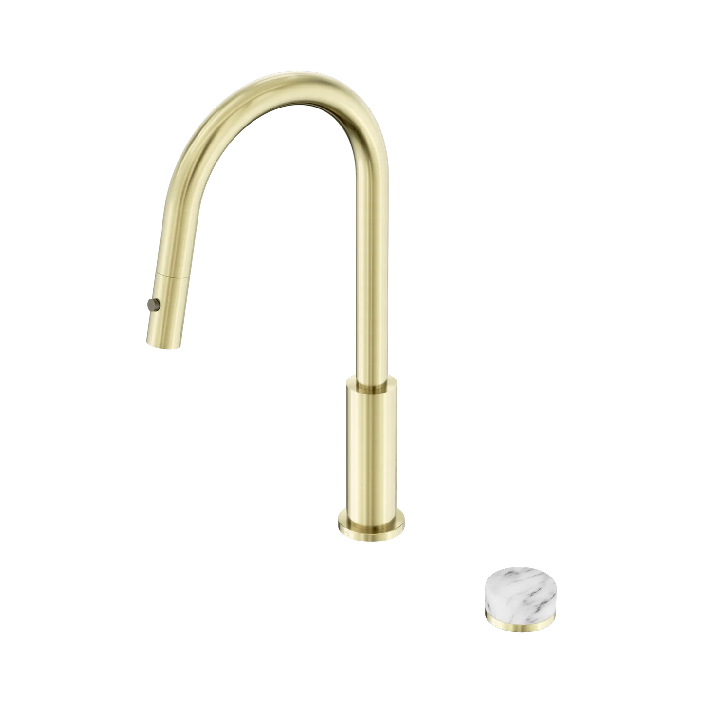 Nero Serenity Progressive Pull Out kitchen Mixer Set With Arabescato Corchia Handle Brushed Gold