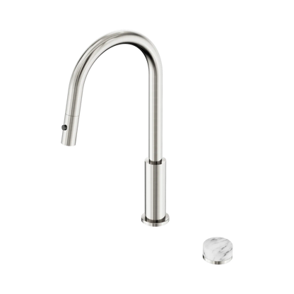 Nero Serenity Progressive Pull Out kitchen Mixer Set With Arabescato Corchia Handle Brushed Nickel