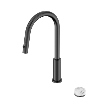 Nero Serenity Progressive Pull Out kitchen Mixer Set With Arabescato Corchia Handle Gun Metal