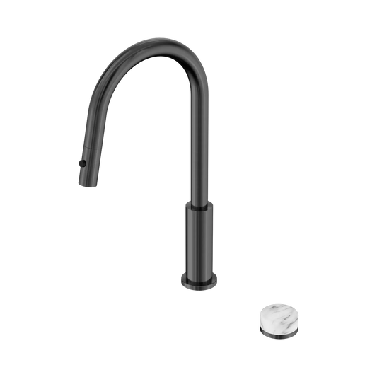 Nero Serenity Progressive Pull Out kitchen Mixer Set With Arabescato Corchia Handle Gun Metal