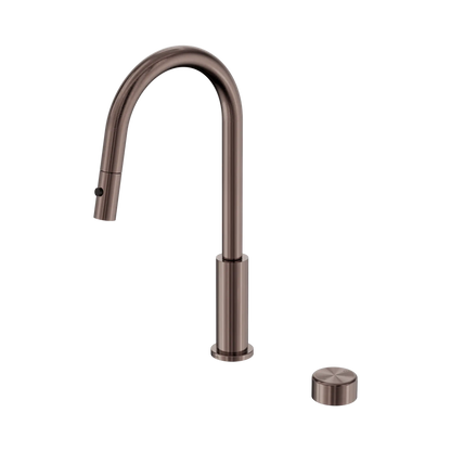 Nero Serenity Progressive Pull Out kitchen Mixer Set With Metal Handle Brushed Bronze
