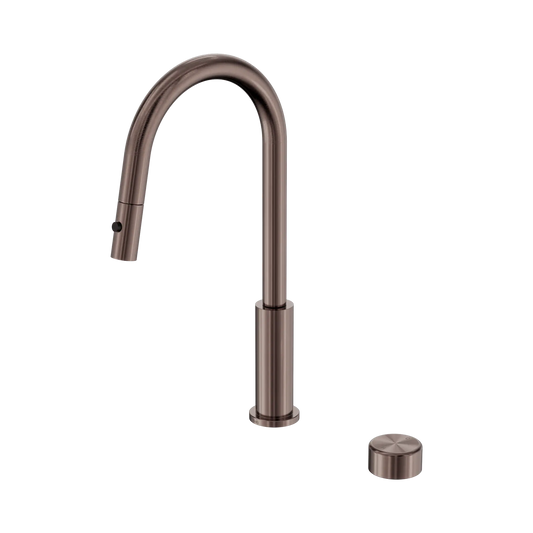 Nero Serenity Progressive Pull Out kitchen Mixer Set With Metal Handle Brushed Bronze
