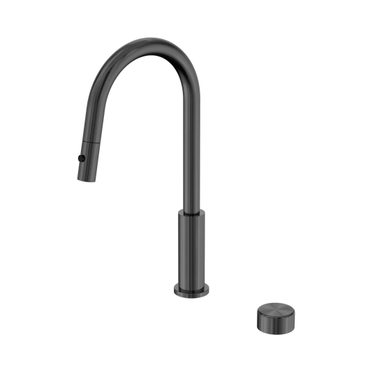 Nero Serenity Progressive Pull Out kitchen Mixer Set With Metal Handle Gun Metal