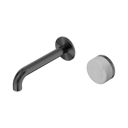 Serenity Progressive Wall Basin Mixer 160mm Spout With Carrara Handle Gun Metal