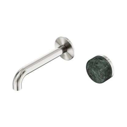 Serenity Progressive Wall Basin Mixer 160mm Spout With Verde Alpi Handle Brushed Nickel