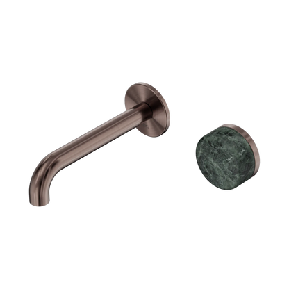 Serenity Progressive Wall Basin Mixer 160mm Spout With Verde Alpi Handle Brushed Bronze