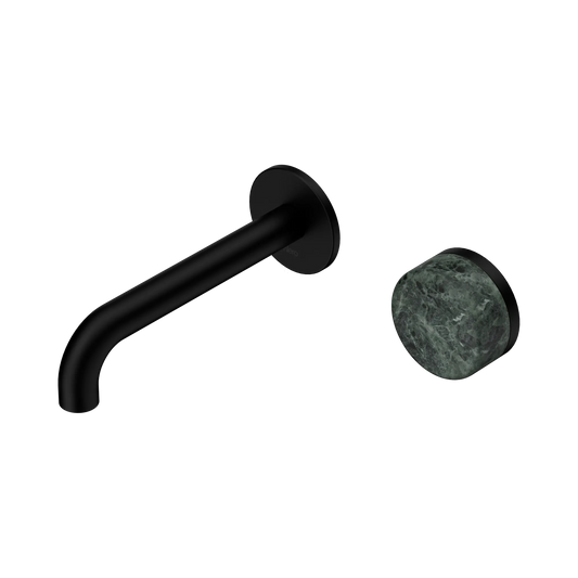 Serenity Progressive Wall Basin Mixer 160mm Spout With Verde Alpi Handle Matte Black