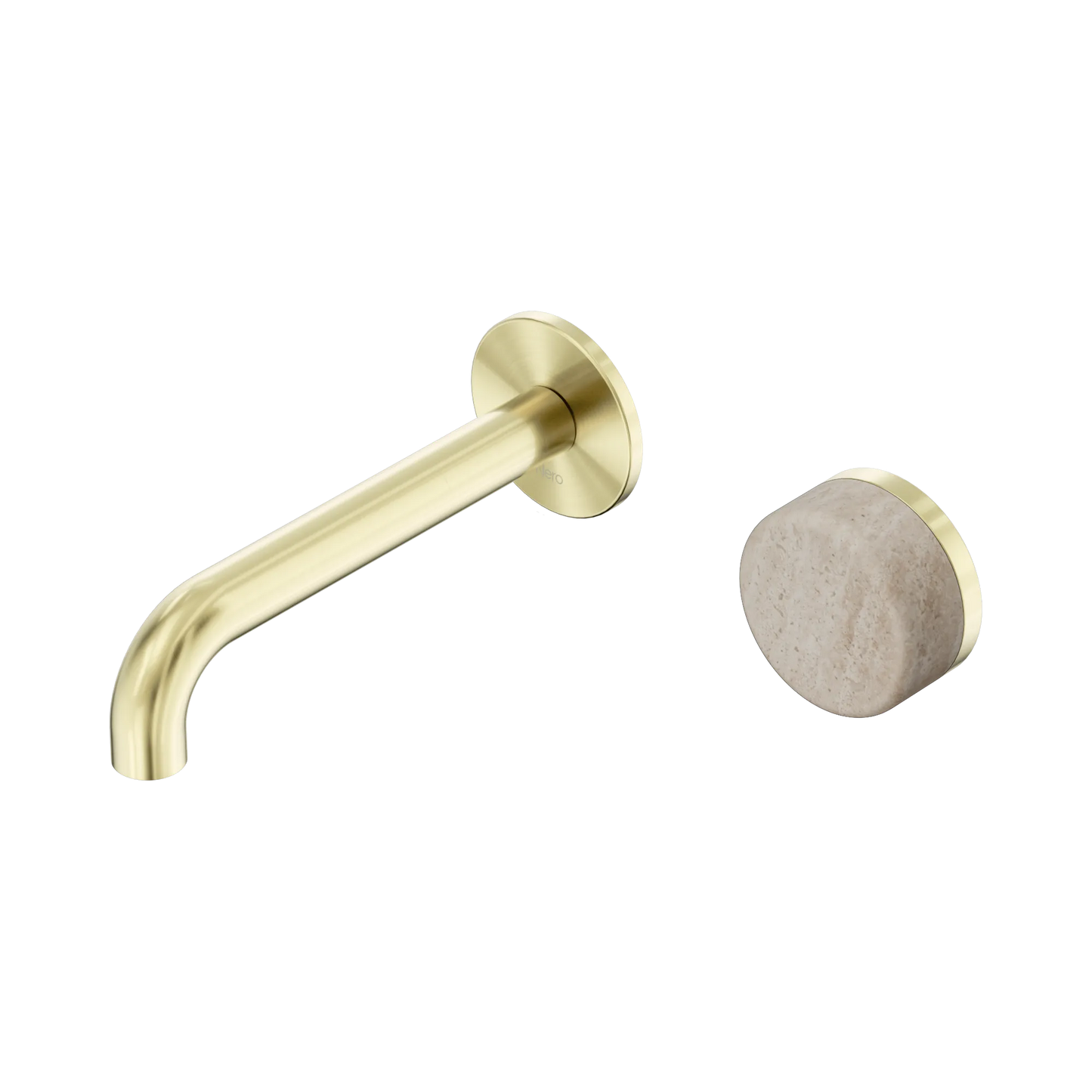 Serenity Progressive Wall Basin Mixer 160mm Spout With Rome Travertine Handle Brushed Gold