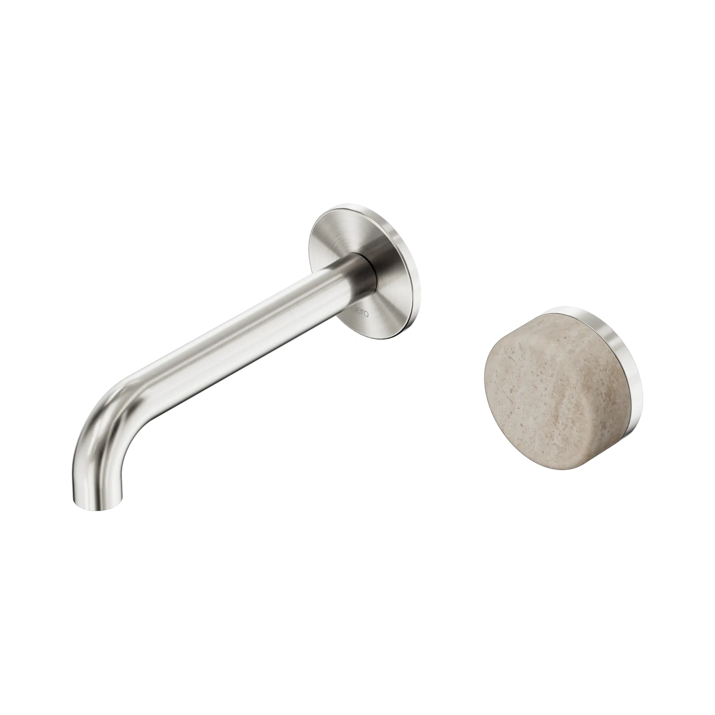 Serenity Progressive Wall Basin Mixer 160mm Spout With Rome Travertine Handle Brushed Nickel
