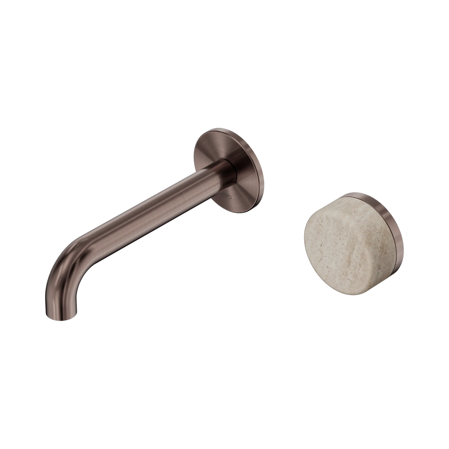 Serenity Progressive Wall Basin Mixer 160mm Spout With Rome Travertine Handle Brushed Bronze