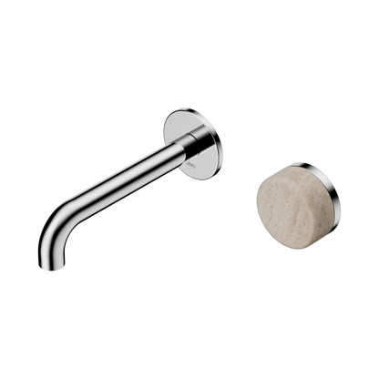 Serenity Progressive Wall Basin Mixer 160mm Spout With Rome Travertine Handle Chrome