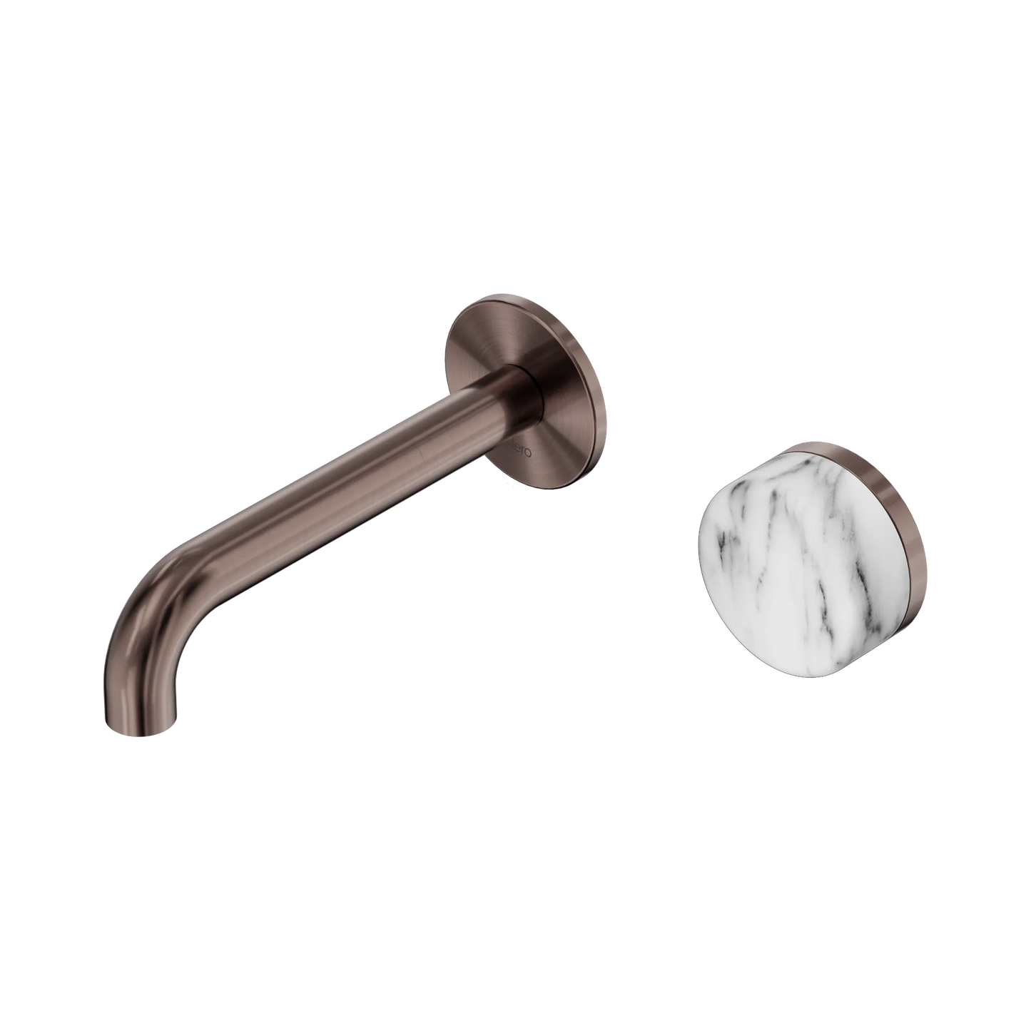 Serenity Progressive Wall Basin Mixer 160mm Spout With Arabescato Corchia Handle Brushed Bronze