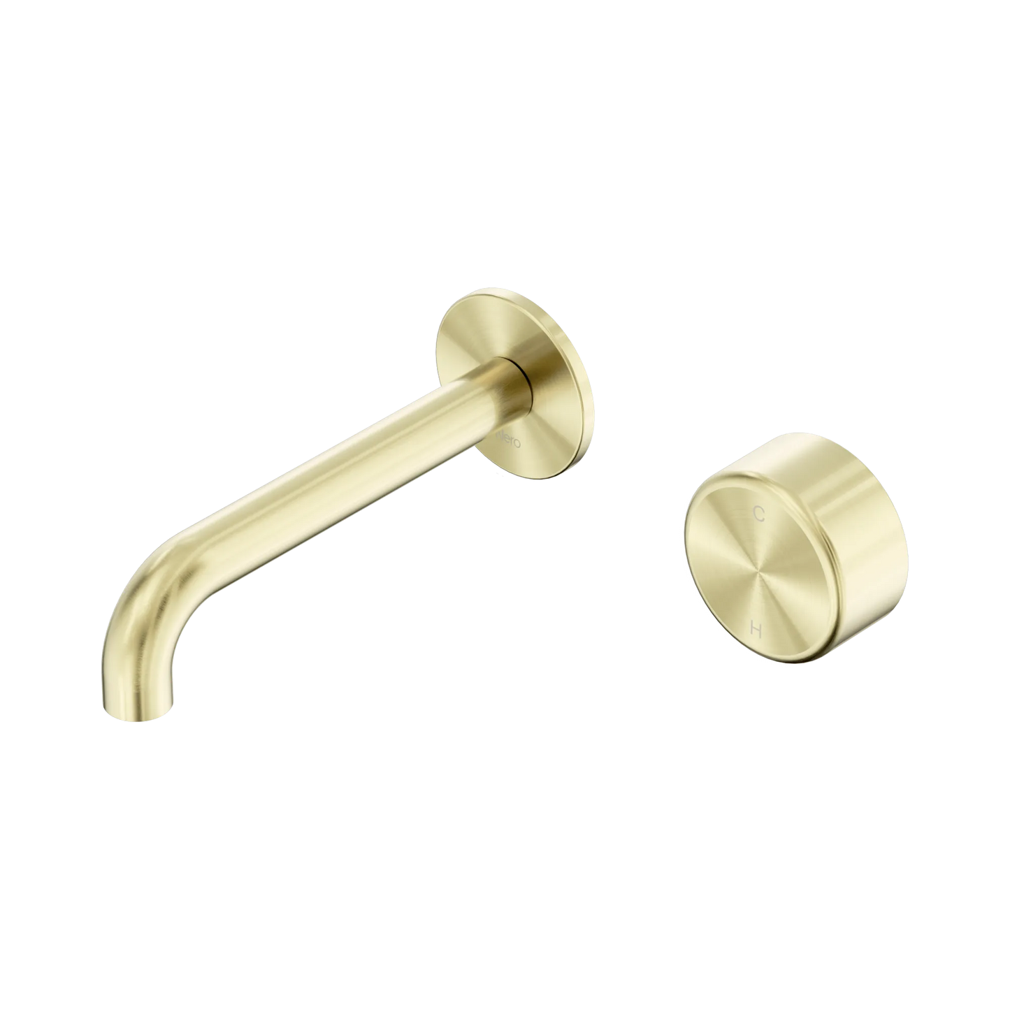 Serenity Progressive Wall Basin Mixer 160mm Spout With Metal Handle Brushed Gold
