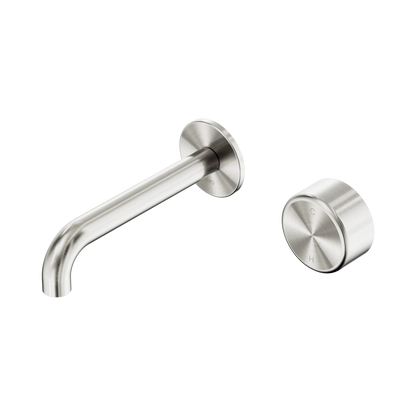 Serenity Progressive Wall Basin Mixer 160mm Spout With Metal Handle Brushed Nickel