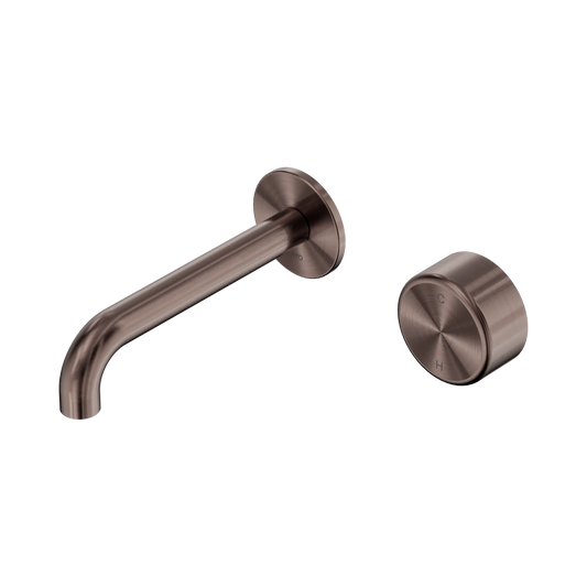 Serenity Progressive Wall Basin Mixer 160mm Spout With Metal Handle Brushed Bronze