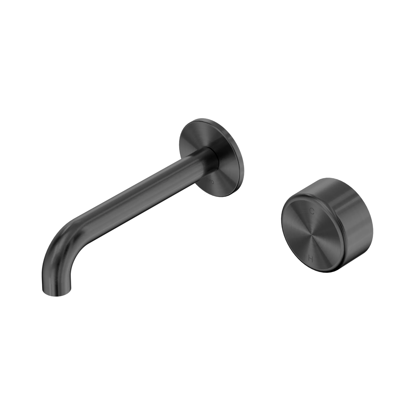 Serenity Progressive Wall Basin Mixer 160mm Spout With Metal Handle Gun Metal