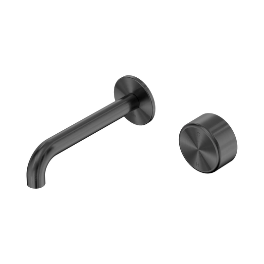 Serenity Progressive Wall Basin Mixer 160mm Spout With Metal Handle Gun Metal