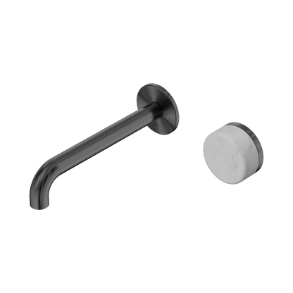 Serenity Progressive Wall Basin Mixer 185mm Spout With Carrara Handle Gun Metal