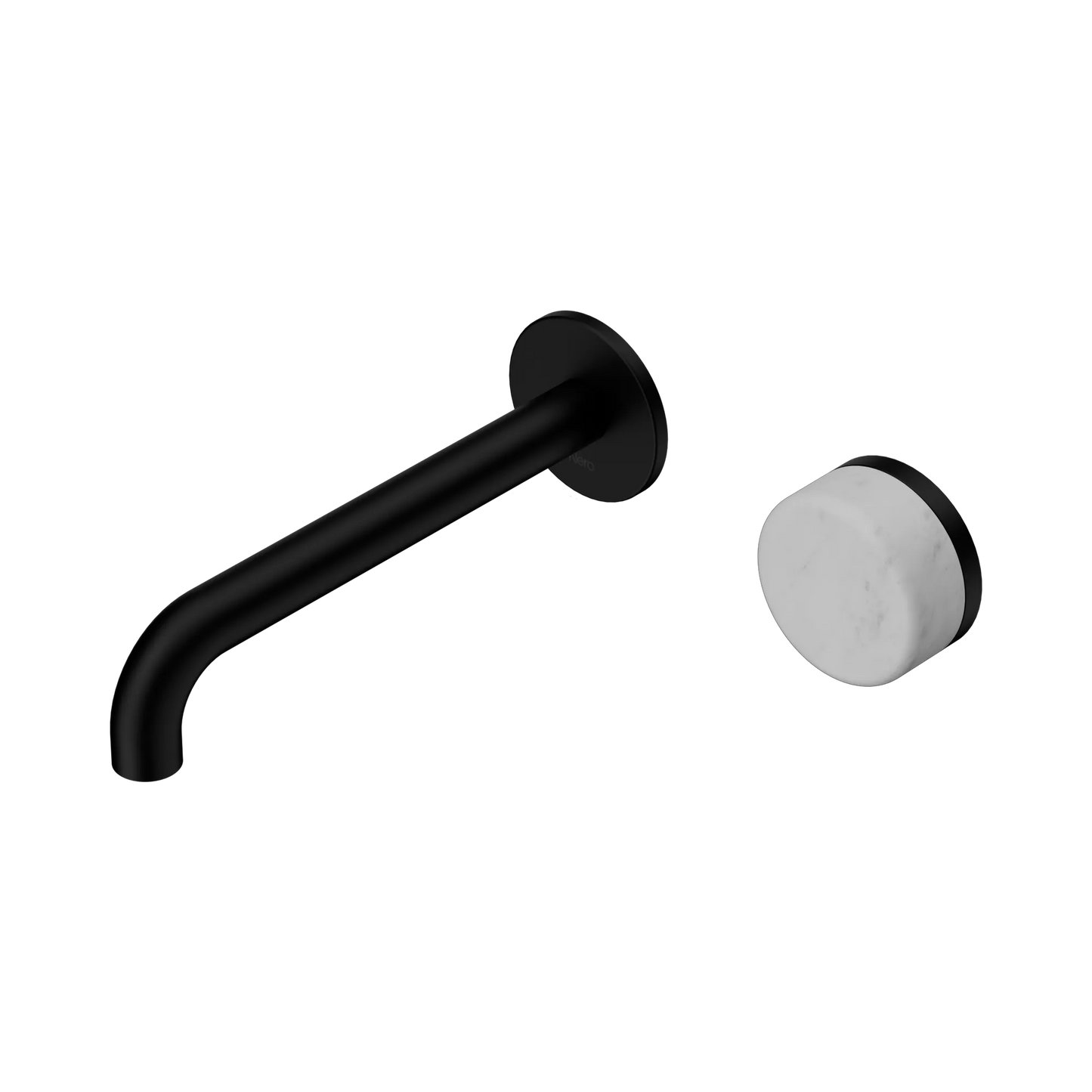 Serenity Progressive Wall Basin Mixer 185mm Spout With Carrara Handle Matte Black