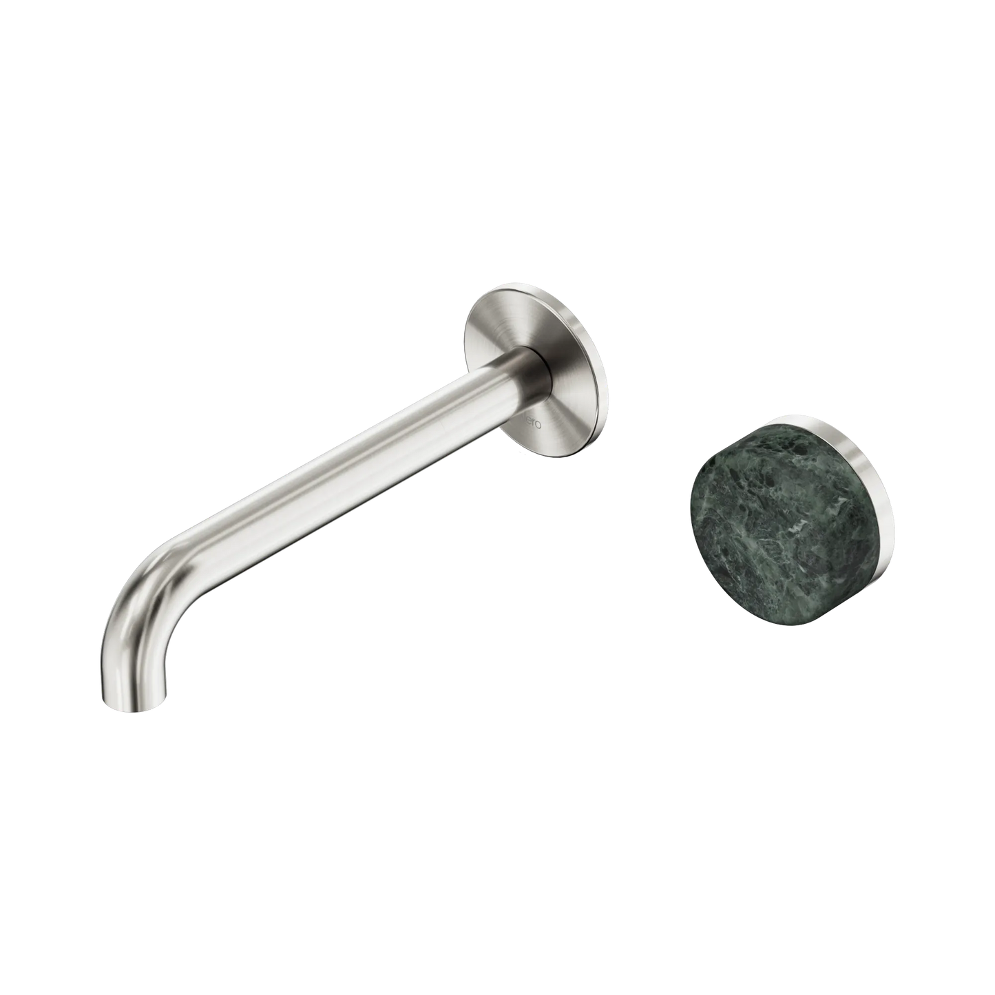 Serenity Progressive Wall Basin Mixer 185mm Spout With Verde Alpi Handle Brushed Nickel