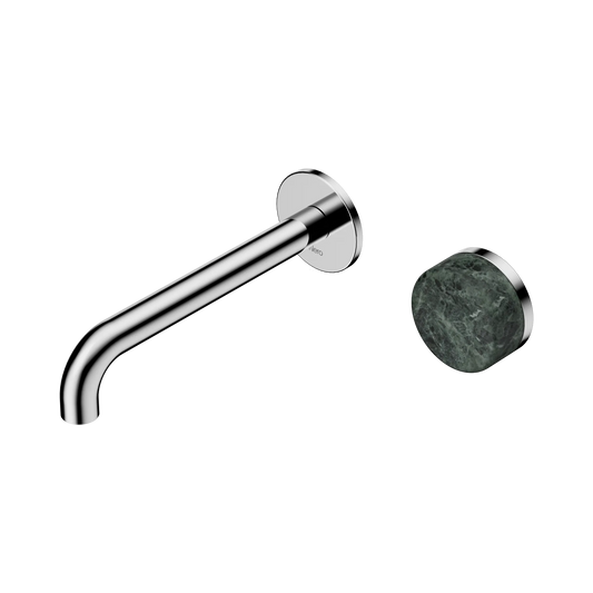 Serenity Progressive Wall Basin Mixer 185mm Spout With Verde Alpi Handle Chrome