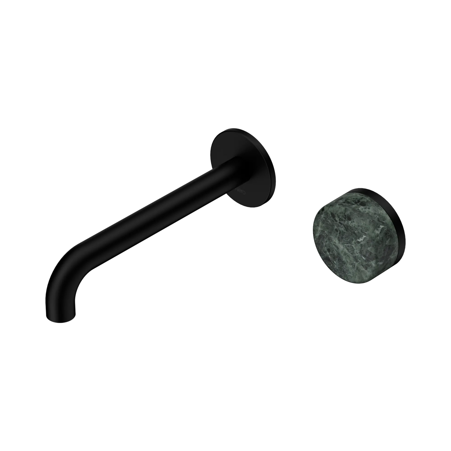 Serenity Progressive Wall Basin Mixer 185mm Spout With Verde Alpi Handle Matte Black