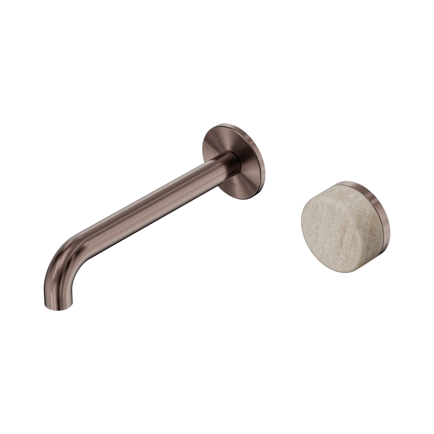 Serenity Progressive Wall Basin Mixer 185mm Spout With Rome Travertine Handle Brushed Bronze
