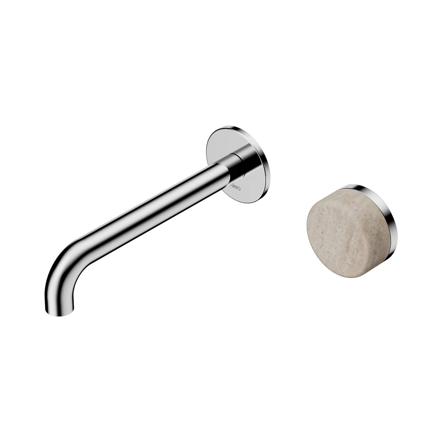 Serenity Progressive Wall Basin Mixer 185mm Spout With Rome Travertine Handle Chrome