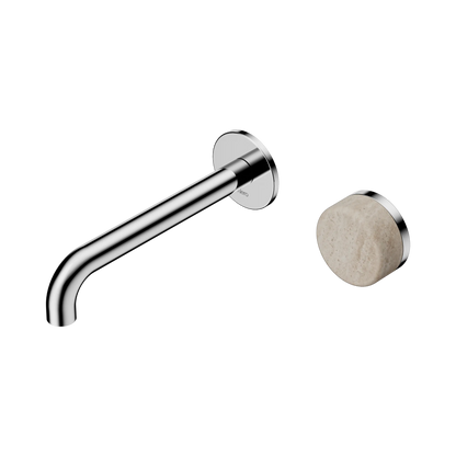 Serenity Progressive Wall Basin Mixer 185mm Spout With Rome Travertine Handle Chrome