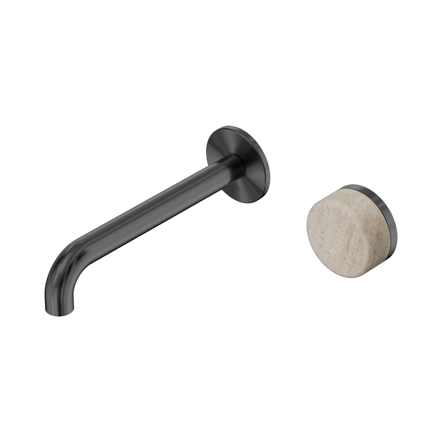 Serenity Progressive Wall Basin Mixer 185mm Spout With Rome Travertine Handle Gun Metal