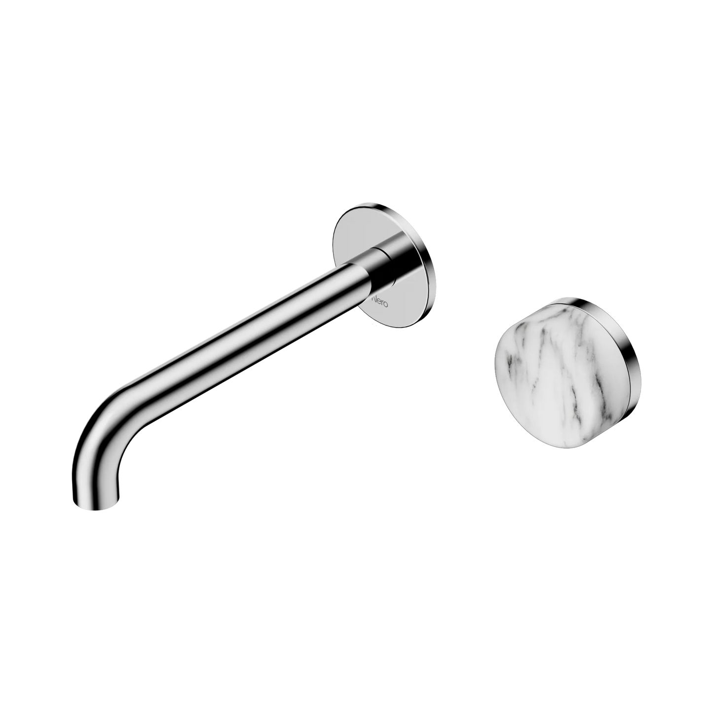 Serenity Progressive Wall Basin Mixer 185mm Spout With Arabescato Corchia Handle Chrome