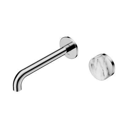 Serenity Progressive Wall Basin Mixer 185mm Spout With Arabescato Corchia Handle Chrome