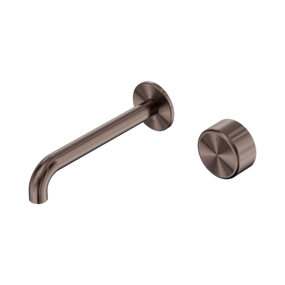 Serenity Progressive Wall Basin Mixer 185mm Spout With Metal Handle Brushed Bronze