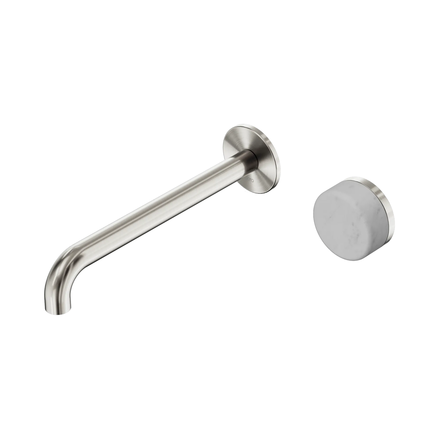 Serenity Progressive Wall Basin Mixer 220mm Spout With Carrara Handle Brushed Nickel
