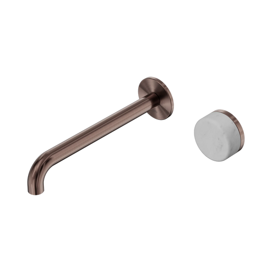 Serenity Progressive Wall Basin Mixer 220mm Spout With Carrara Handle Brushed Bronze