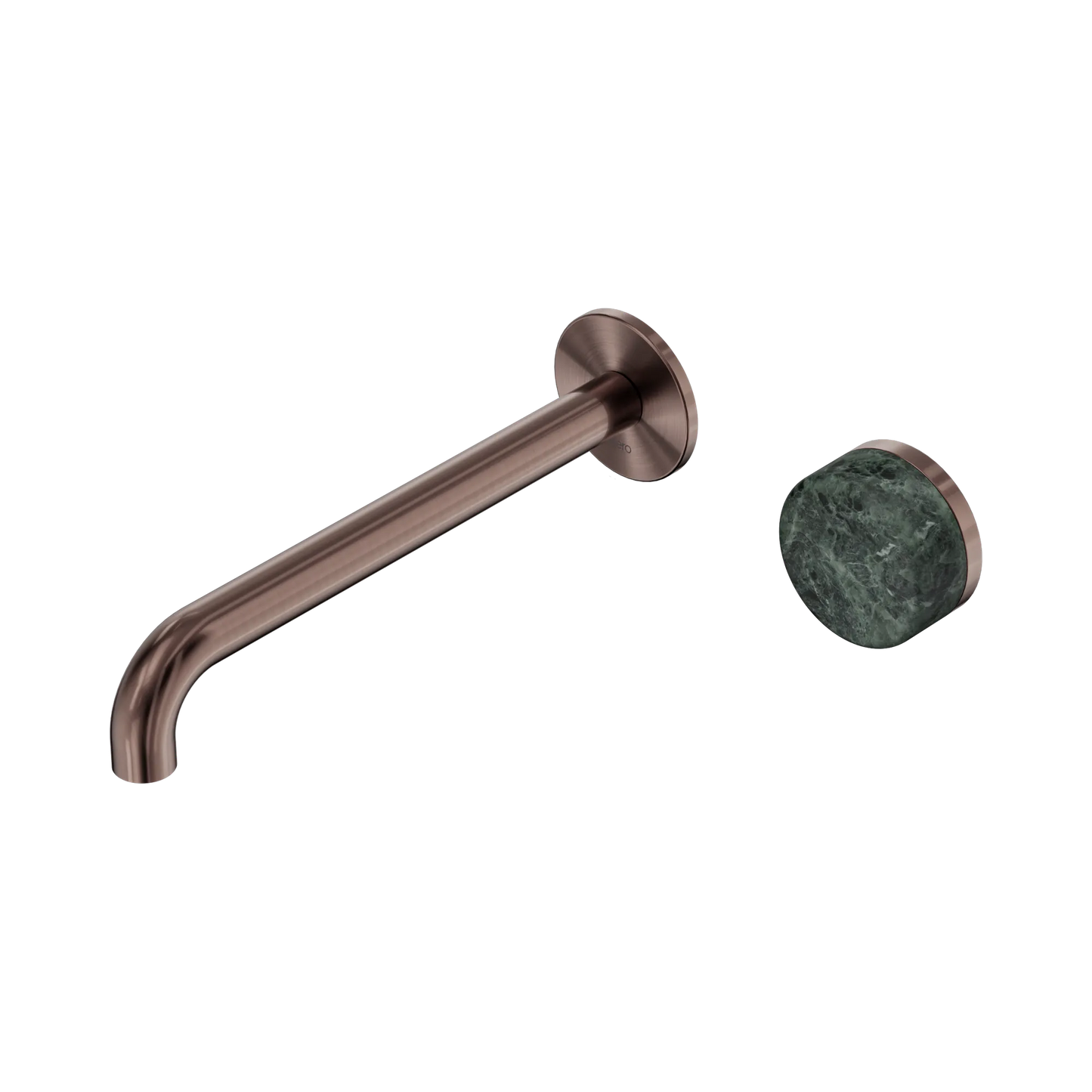 Serenity Progressive Wall Basin Mixer 220mm Spout With Verde Alpi Handle Brushed Bronze