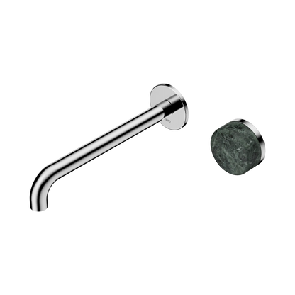 Serenity Progressive Wall Basin Mixer 220mm Spout With Verde Alpi Handle Chrome