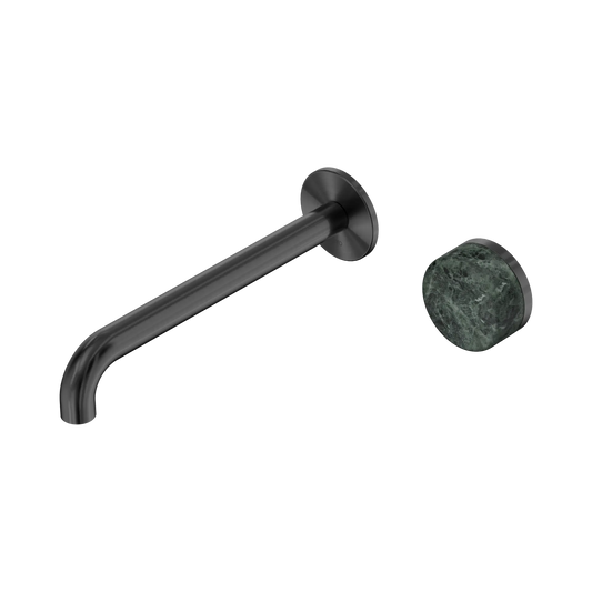Serenity Progressive Wall Basin Mixer 220mm Spout With Verde Alpi Handle Gun Metal