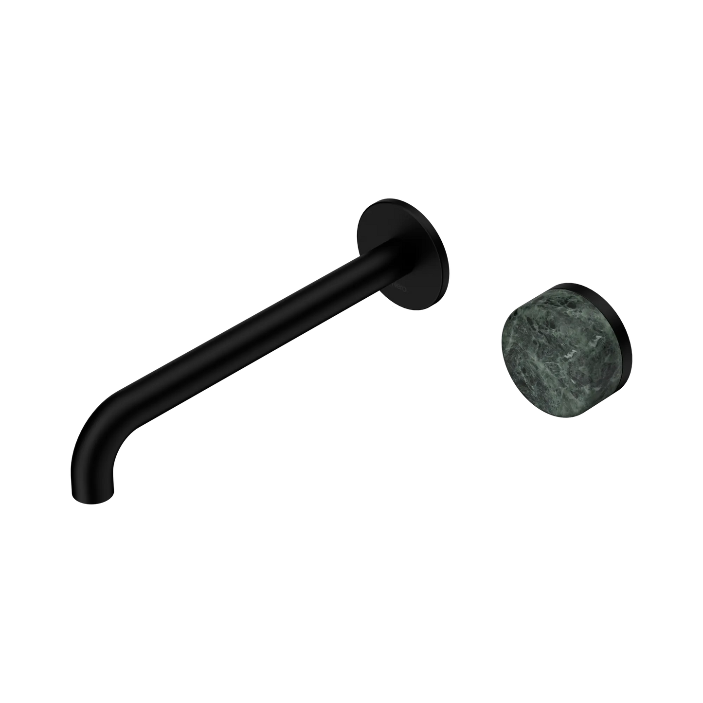 Serenity Progressive Wall Basin Mixer 220mm Spout With Verde Alpi Handle Matte Black