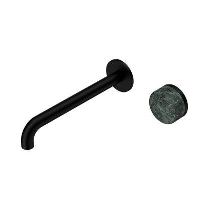 Serenity Progressive Wall Basin Mixer 220mm Spout With Verde Alpi Handle Matte Black