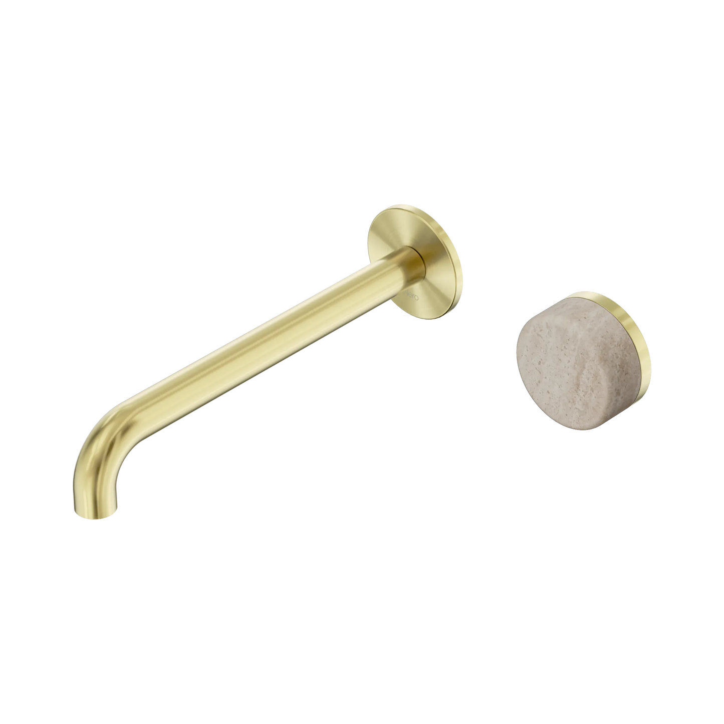 Serenity Progressive Wall Basin Mixer 220mm Spout With Rome Travertine Handle Brushed Gold